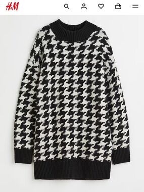 black and white plaid dress h&m H&M Black white Plaid 3/4 Sleeve body con Pencil Dress size 4